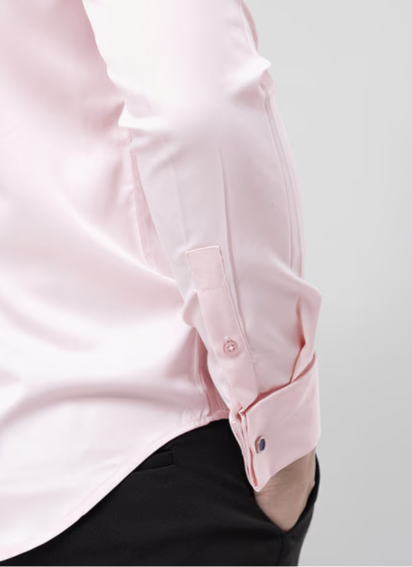 Men Slim Fit Shirt with Curved Hem - Image 2